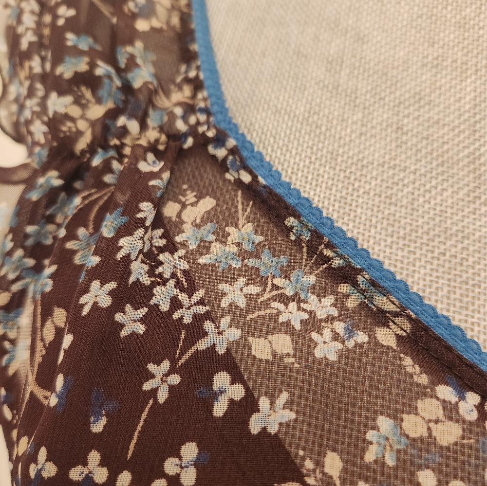 Jonathon Martin Floral Brown And Blue Sleeveless Dress - Picture 7 of 7